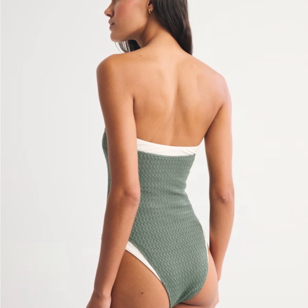 Abercrombie Strapless Olive Green One-Piece Swimsuit - Picture 3 of 4